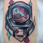 cosmonaut tattoo in space 01.02.2020 №004 -tattoo astronaut- tattoovalue.net