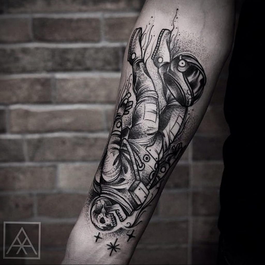 Tattoo uploaded by Sergio Fernandez  Astronaut in warm tones Inner forearm   Tattoodo