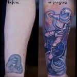 cosmonaut tattoo on arm 01.02.2020 №001 -tattoo astronaut- tattoovalue.net