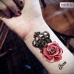 crown with roses tattoo 08.12.2019 №006 -tattoo crown- tattoovalue.net