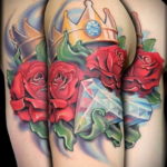crown with roses tattoo 08.12.2019 №009 -tattoo crown- tattoovalue.net