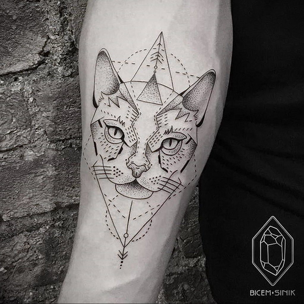 Best Geometric Cat Tattoo Idea