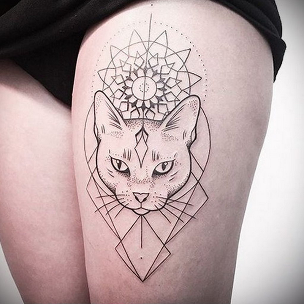 Cat Geometric Tattoo Images