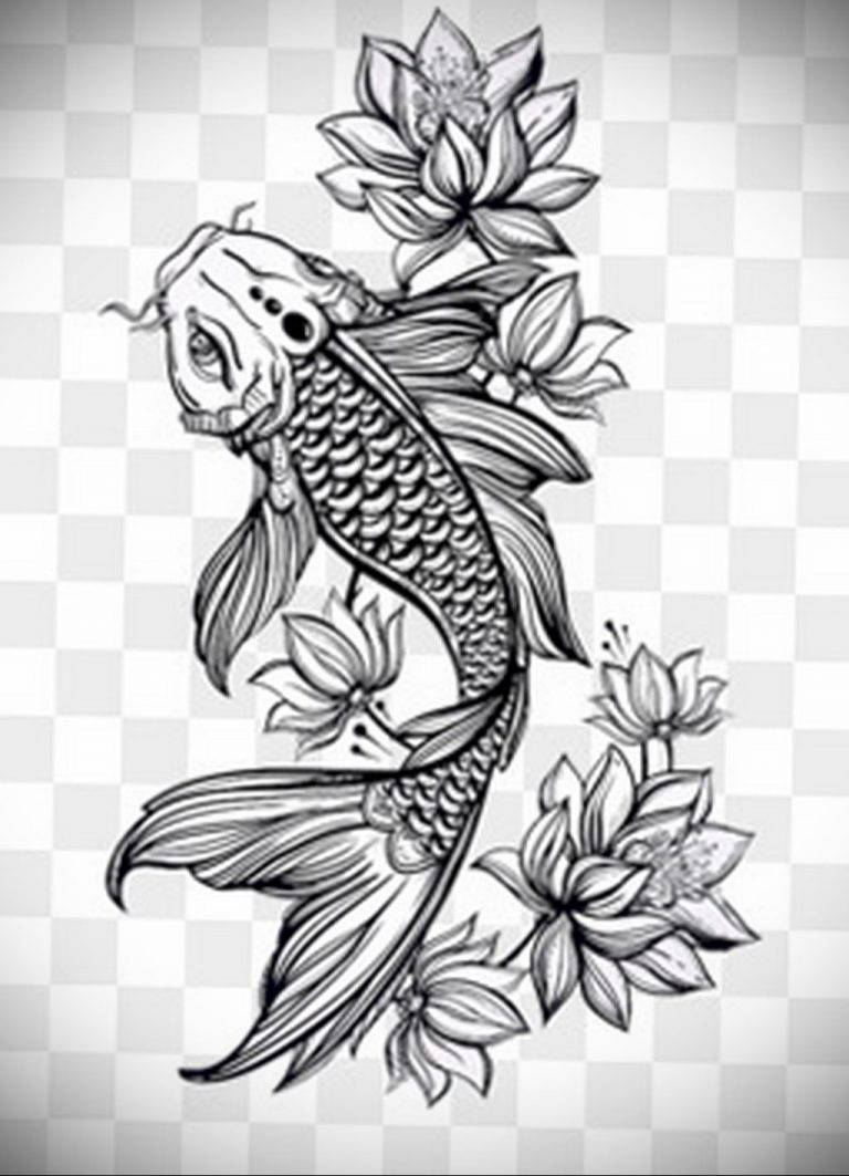 Эскиз рыбка в цвете