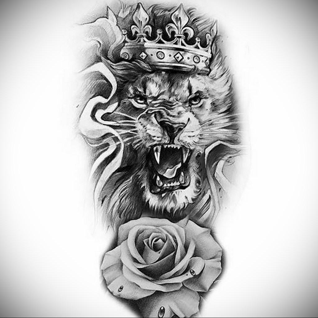 Lion With Crown Drawing Tattoo