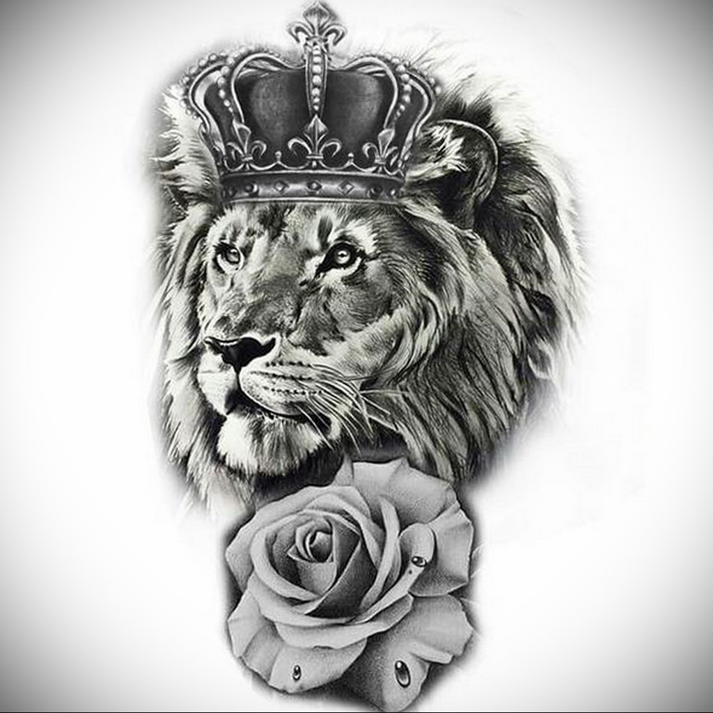 Lion With Crown Tattoo Drawing - pic-insider