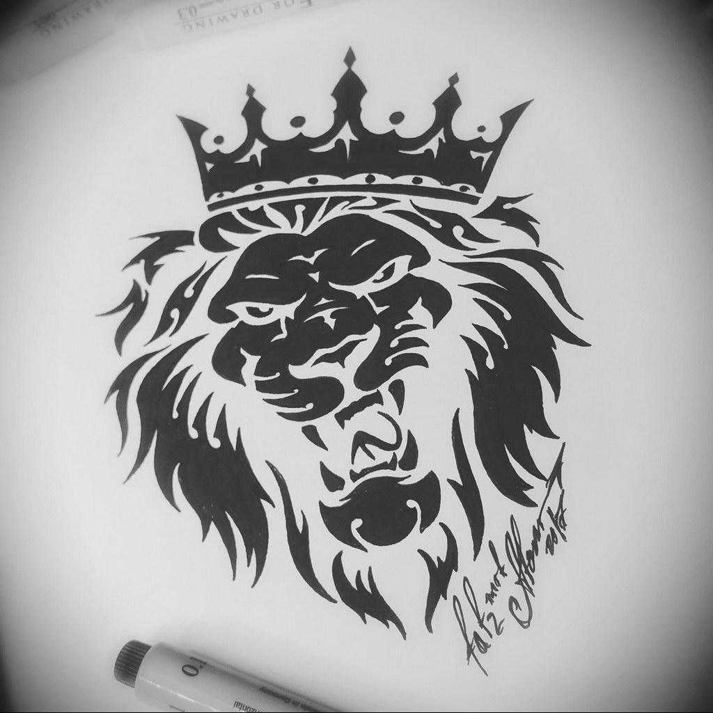lion tattoo with crown 08.12.2019 №026 -tattoo crown- tattoovalue.net