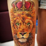 lion tattoo with crown 08.12.2019 №028 -tattoo crown- tattoovalue.net