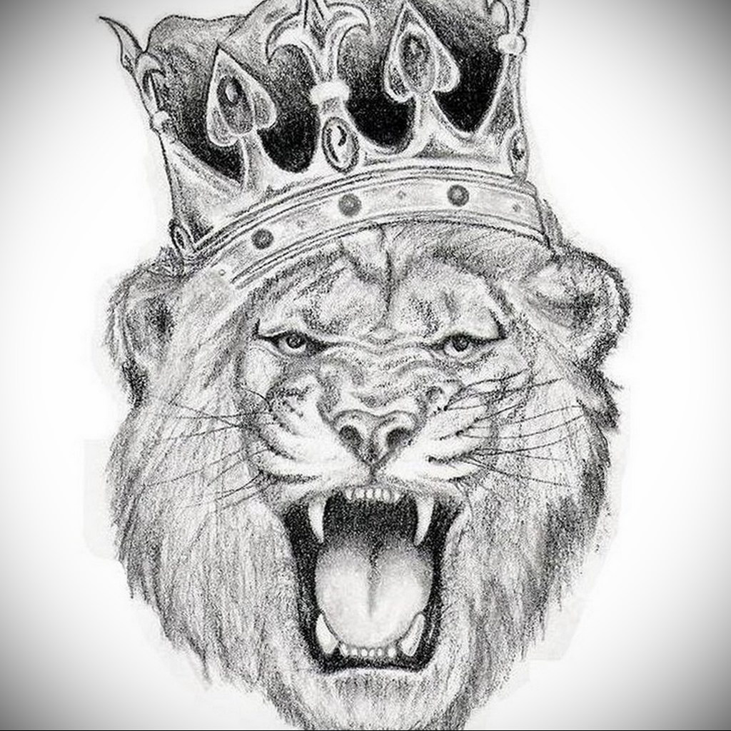lion tattoo with crown 08.12.2019 №044 -tattoo crown- tattoovalue.net