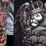 lion tattoo with crown 08.12.2019 №048 -tattoo crown- tattoovalue.net