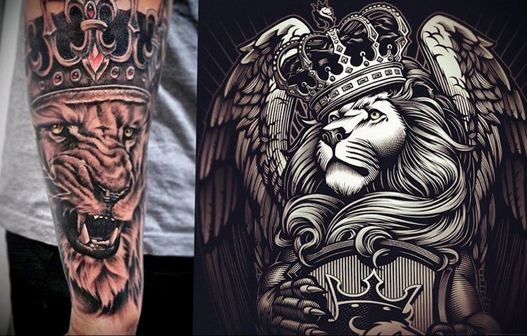 lion tattoo with crown 08.12.2019 №048 -tattoo crown- tattoovalue.net