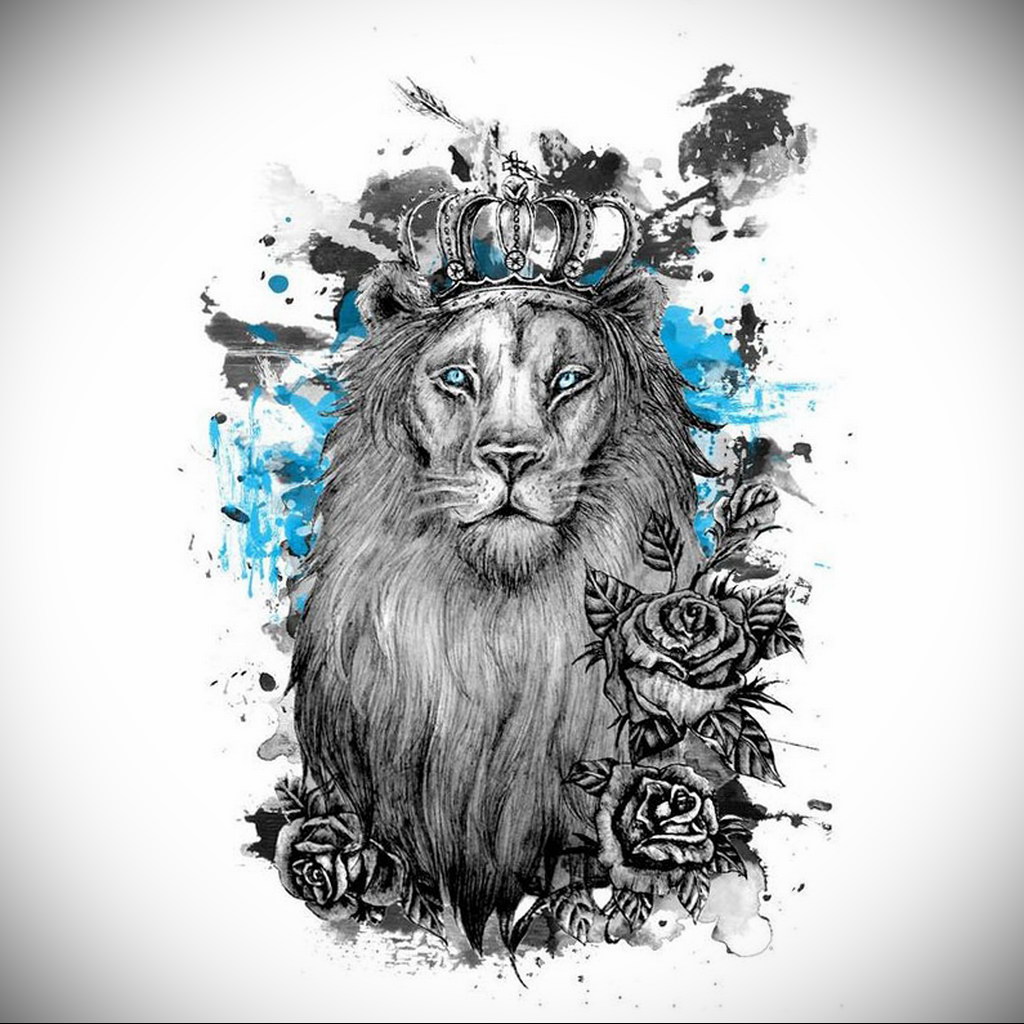 lion tattoo with crown 08.12.2019 №049 -tattoo crown- tattoovalue.net