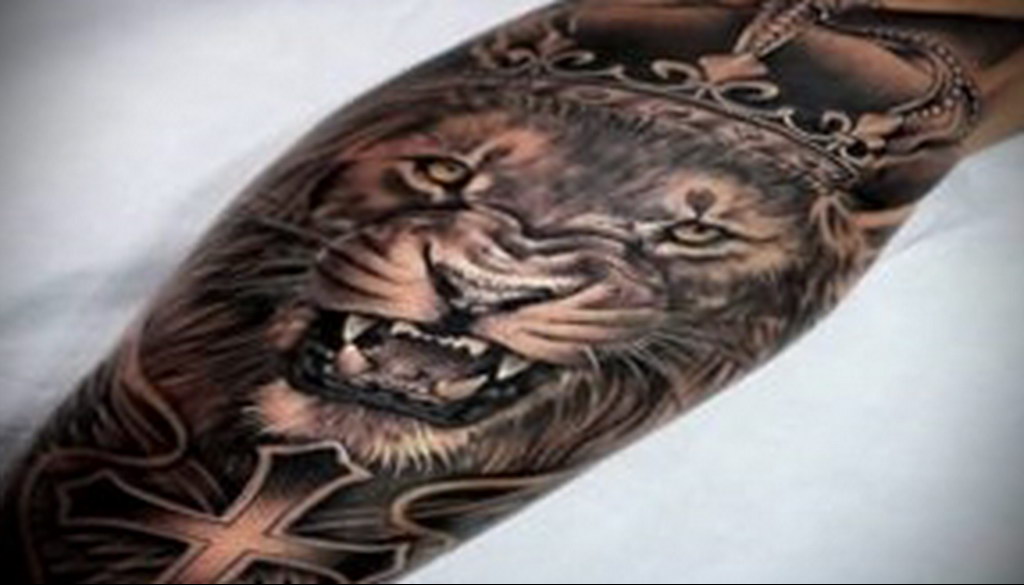 lion tattoo with crown 08.12.2019 №056 -tattoo crown- tattoovalue.net