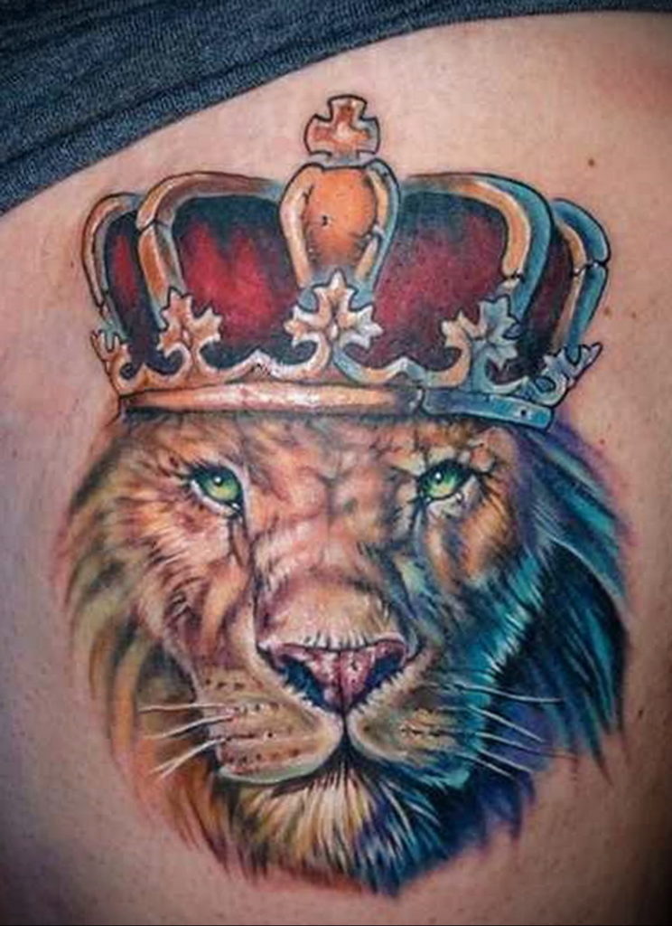 lion tattoo with crown 08.12.2019 №072 -tattoo crown- tattoovalue.net