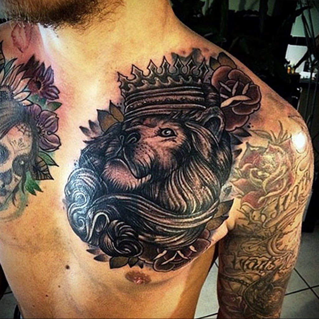 lion tattoo with crown 08.12.2019 №076 -tattoo crown- tattoovalue.net