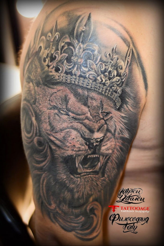 lion tattoo with crown 08.12.2019 №078 -tattoo crown- tattoovalue.net