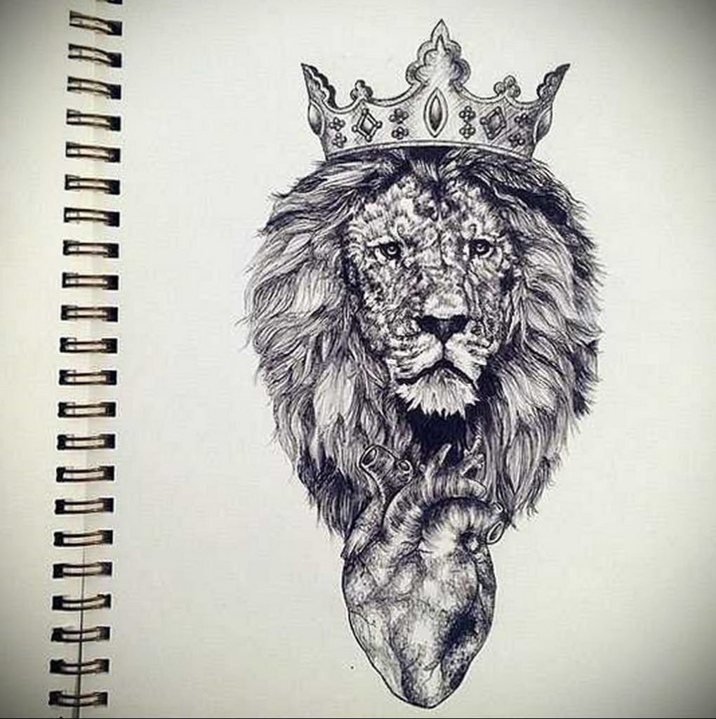 lion tattoo with crown 08.12.2019 №092 -tattoo crown- tattoovalue.net