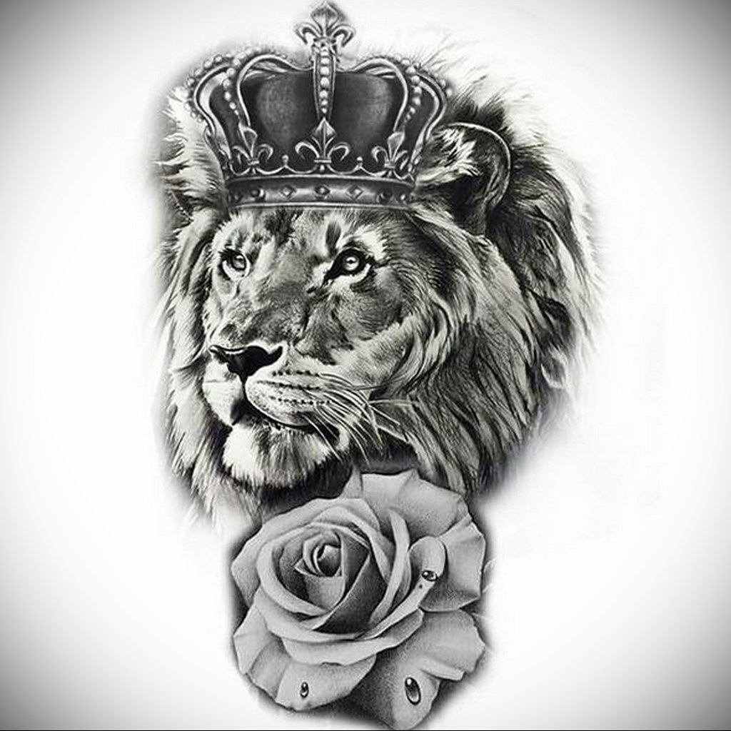 lion tattoo with crown 08.12.2019 №095 tattoo crown