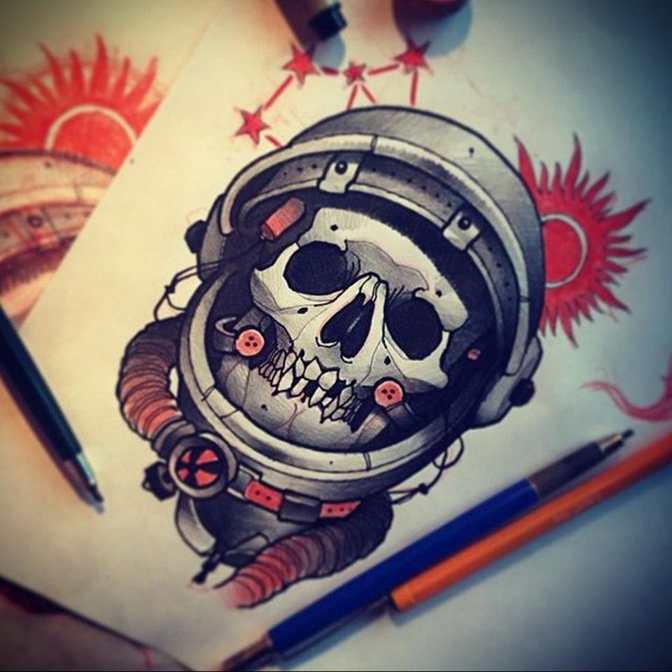 sketch of an astronaut tattoo 01.02.2020 №013 -tattoo astronaut ...