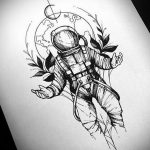 sketch of an astronaut tattoo 01.02.2020 №001 -tattoo astronaut- tattoovalue.net