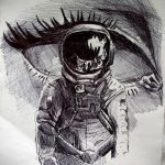 sketch of an astronaut tattoo 01.02.2020 №006 -tattoo astronaut- tattoovalue.net