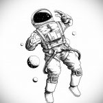 sketch of an astronaut tattoo 01.02.2020 №009 -tattoo astronaut- tattoovalue.net