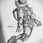 sketch of an astronaut tattoo 01.02.2020 №010 -tattoo astronaut- tattoovalue.net