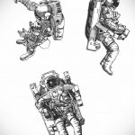 sketch of an astronaut tattoo 01.02.2020 №020 -tattoo astronaut- tattoovalue.net
