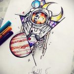 sketch of an astronaut tattoo 01.02.2020 №022 -tattoo astronaut- tattoovalue.net
