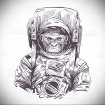 sketch of an astronaut tattoo 01.02.2020 №038 -tattoo astronaut- tattoovalue.net