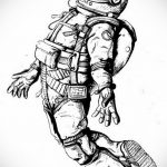 sketch of an astronaut tattoo 01.02.2020 №039 -tattoo astronaut- tattoovalue.net