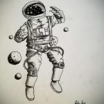 sketch of an astronaut tattoo 01.02.2020 №042 -tattoo astronaut- tattoovalue.net