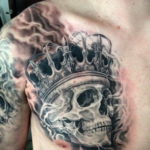 skull tattoo with crown 08.12.2019 №001 -tattoo crown- tattoovalue.net