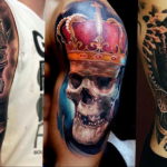 skull tattoo with crown 08.12.2019 №024 -tattoo crown- tattoovalue.net