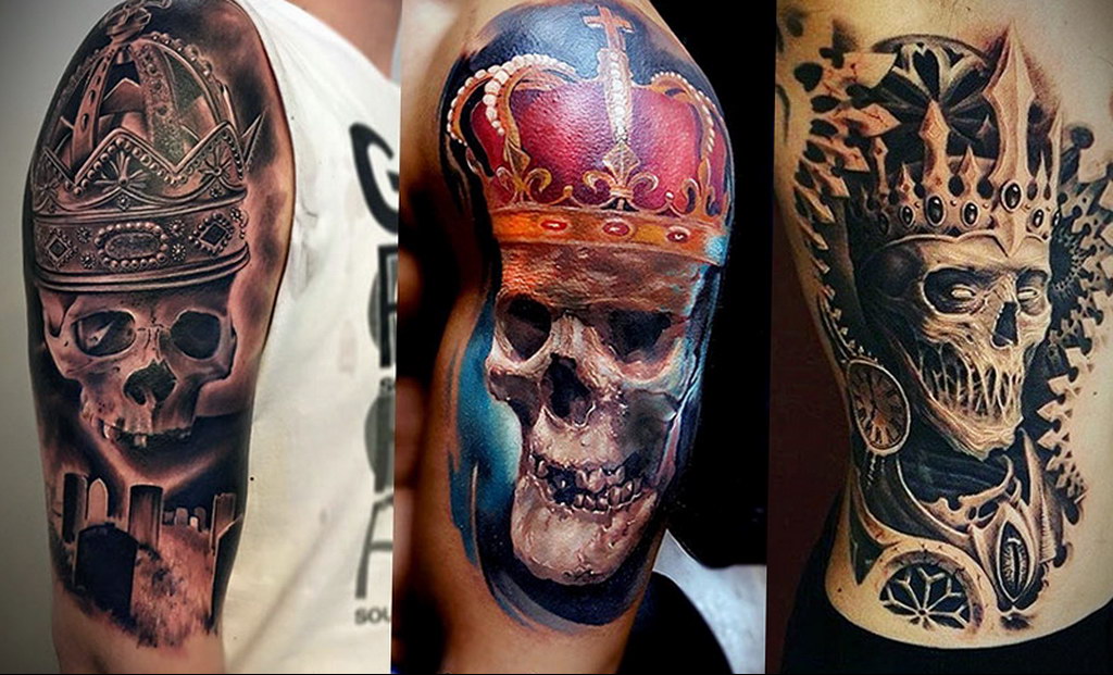 skull tattoo with crown 08.12.2019 № 024 -tattoo crown- tattoovalue.net. 