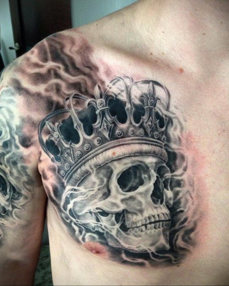 skull tattoo with crown 08.12.2019 №001 -tattoo crown- tattoovalue.net - tattoovalue.net