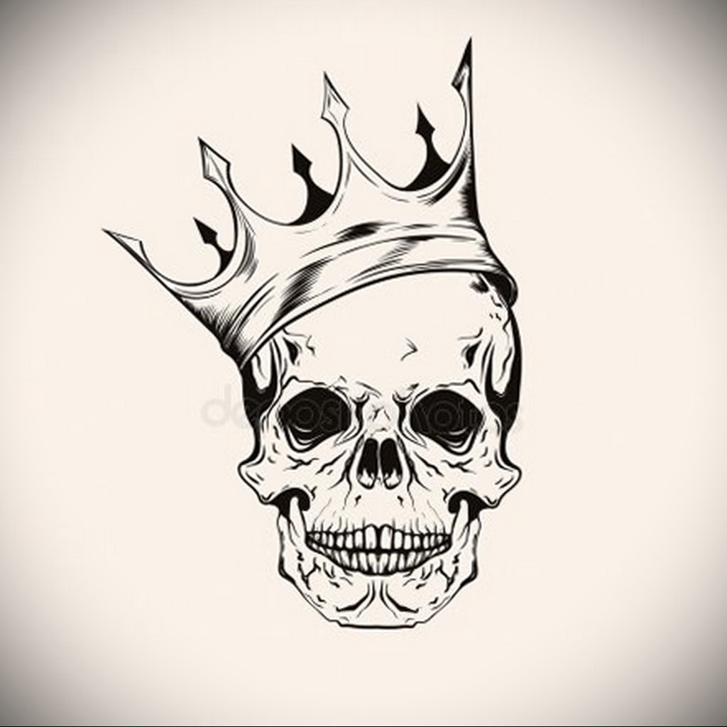 skull tattoo with crown 08.12.2019 №013 -tattoo crown- tattoovalue.net