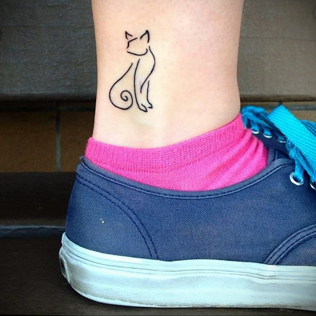 tattoo cat minimalism 03.12.2019 №003 -cat tattoo- tattoovalue.net