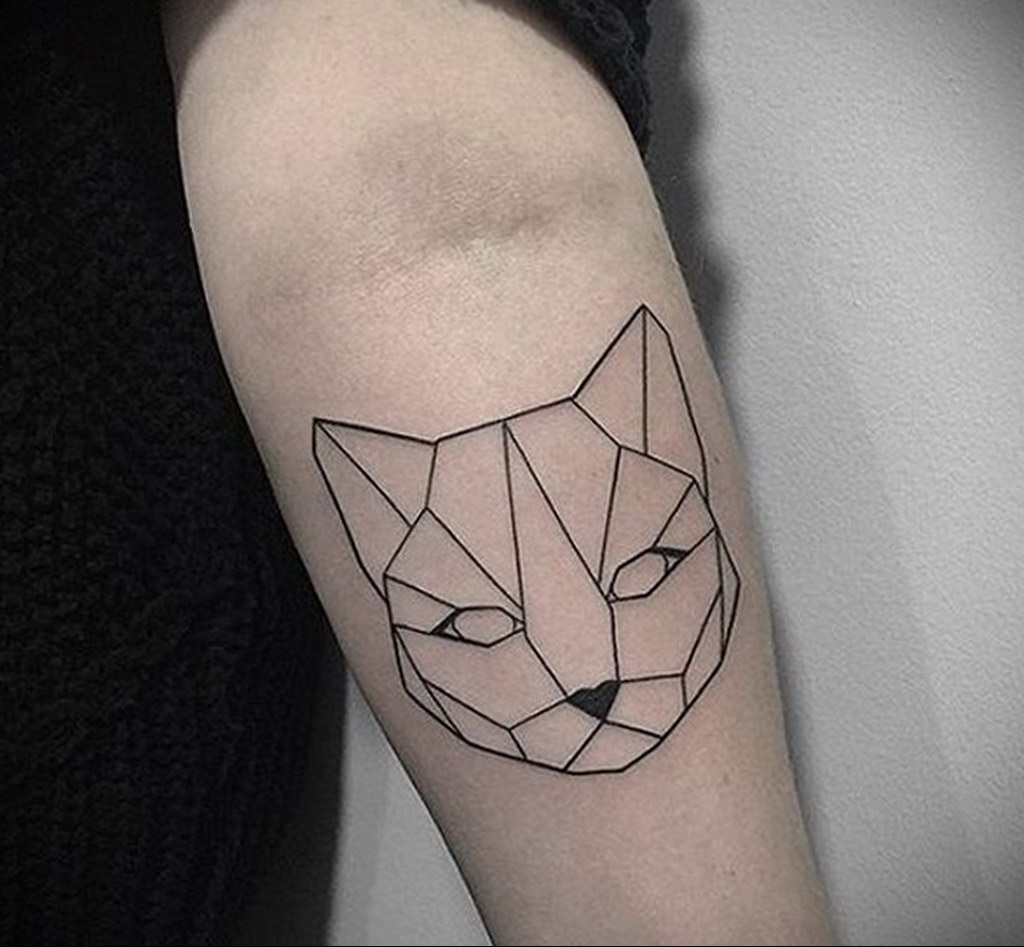 tattoo cat minimalism 03.12.2019 №023 -cat tattoo- tattoovalue.net