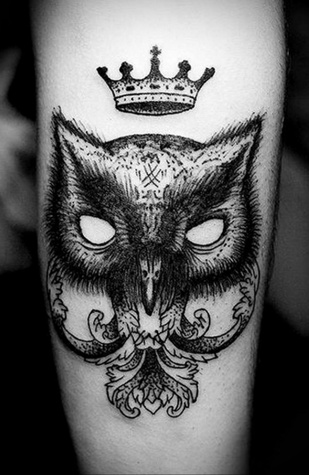 Татуировка Сова с короной
