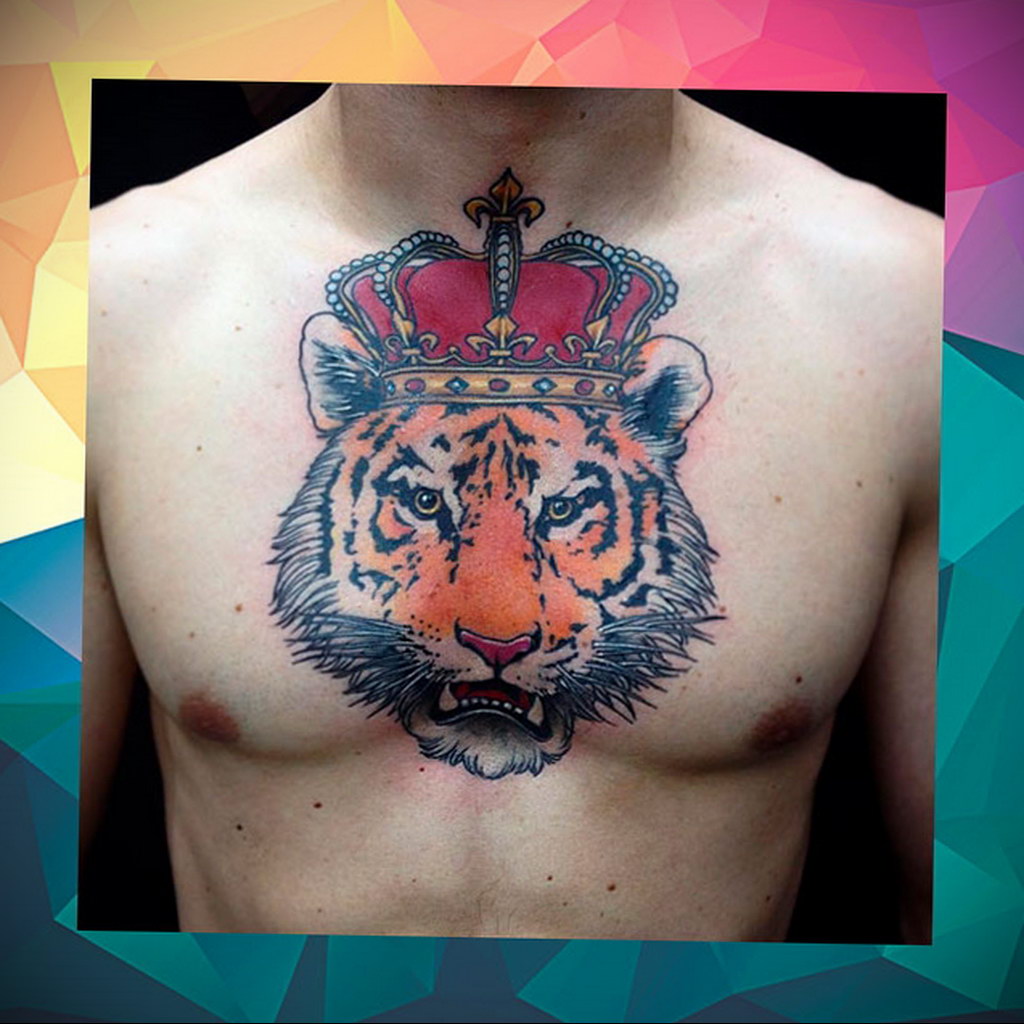 tiger tattoo with crown  №006 -tattoo crown -  