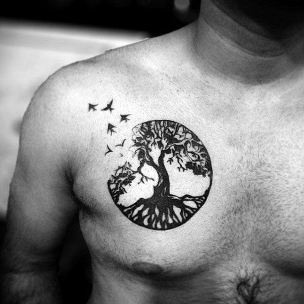 tree tattoo in a circle 07.01.2020 №025 -circle tattoo- tattoovalue.net
