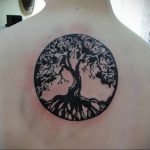 tree tattoo in a circle 07.01.2020 №029 -circle tattoo- tattoovalue.net