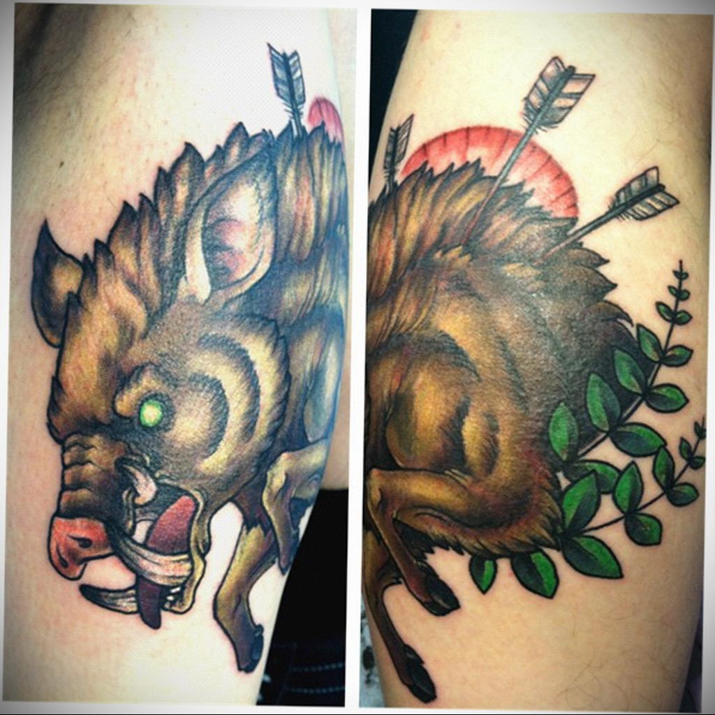 Photo  Wild Boar tattoo by Eva Krbdk  Photo 17342  Tattoos Pig tattoo  Couples tattoo designs