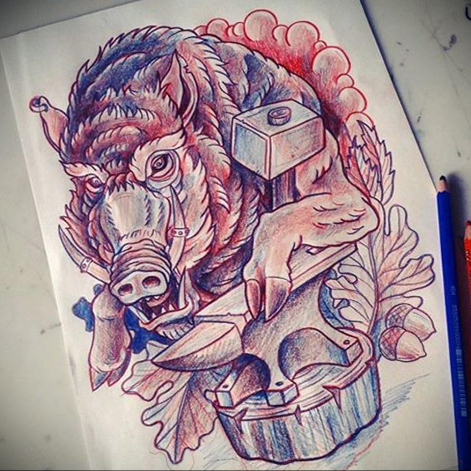 wild boar tattoo 01.02.2020 №071 boar tattoo