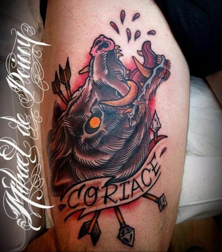 wild boar tattoo 01.02.2020 №090 -boar tattoo- tattoovalue.net - tattoovalue.net
