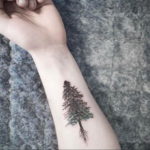 tattoo fir tree on hand 25.11.2019 №1005 -tattoo spruce- tattoovalue.net