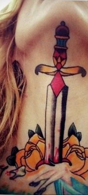 тату кинжал на шее 27.12.2019 №006 -dagger tattoo- tattoovalue.net