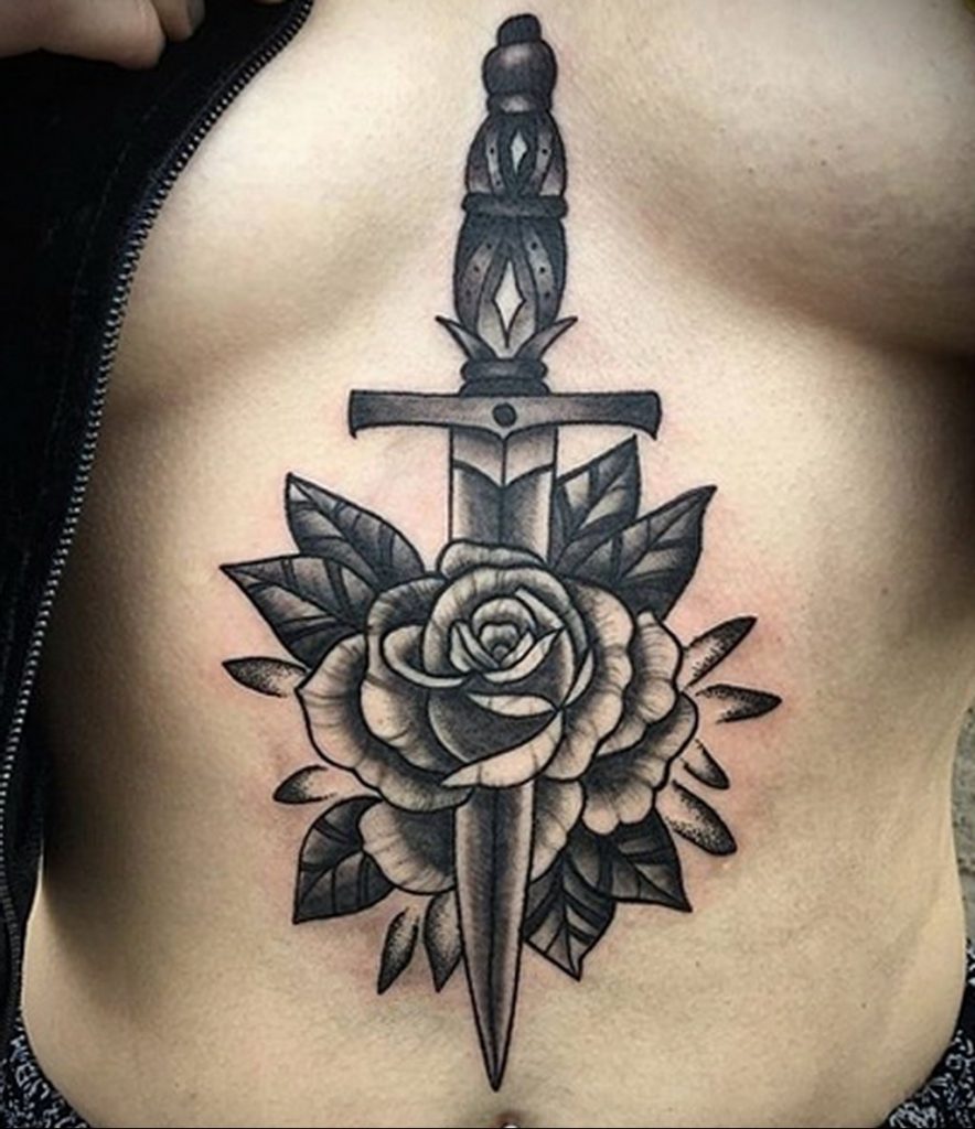 chest dagger tattoo  №005 -dagger tattoo -  