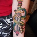 forearm dagger tattoo 27.12.2019 №048 -dagger tattoo- tattoovalue.net